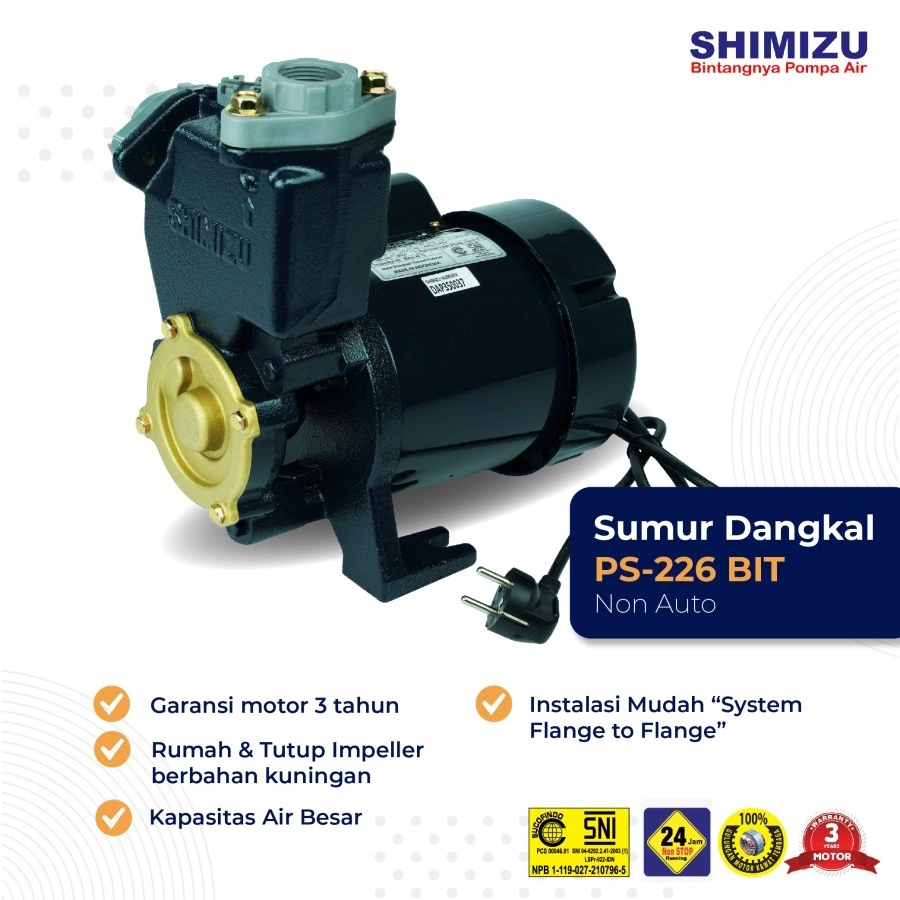 POMPA air SHIMIZU Pompa 200watt  PS 226 BIT Sumur Dangkal 200 Watt Manual