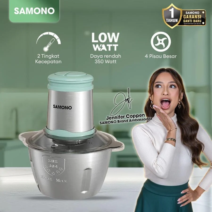 Samono Meat Grinder Chopper Stainless Premium Hemat Daya 4 Mata Pisau Food Grade Garansi 1 Tahun SW-CL350 / 3l Meat Grinder Stainless Steel Food Processor