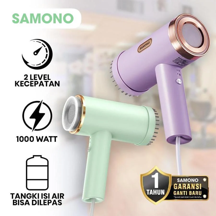 SAMONO SW-GSP120 Setrika Uap Alat Setrika Baju Ungu Mesin Steamer Baju Hijau