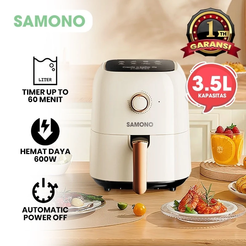 Air Fryer SAMONO 3.5 Liter Hemat Daya 600 Watt Penggorengan Tanpa Minyak SW-AFW35