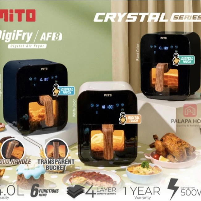 AIR FRYER MITO AF8 4 LITER PINTU TRANSPARAN CRYSTAL SERIES
