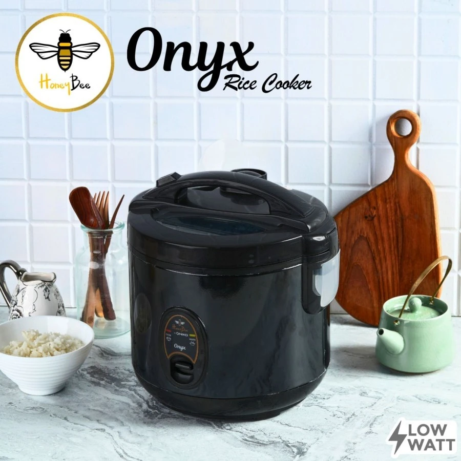 Honeybee Onyx Rice Cooker 1.2 Lt Kaca Transparan magic com 2 in 1