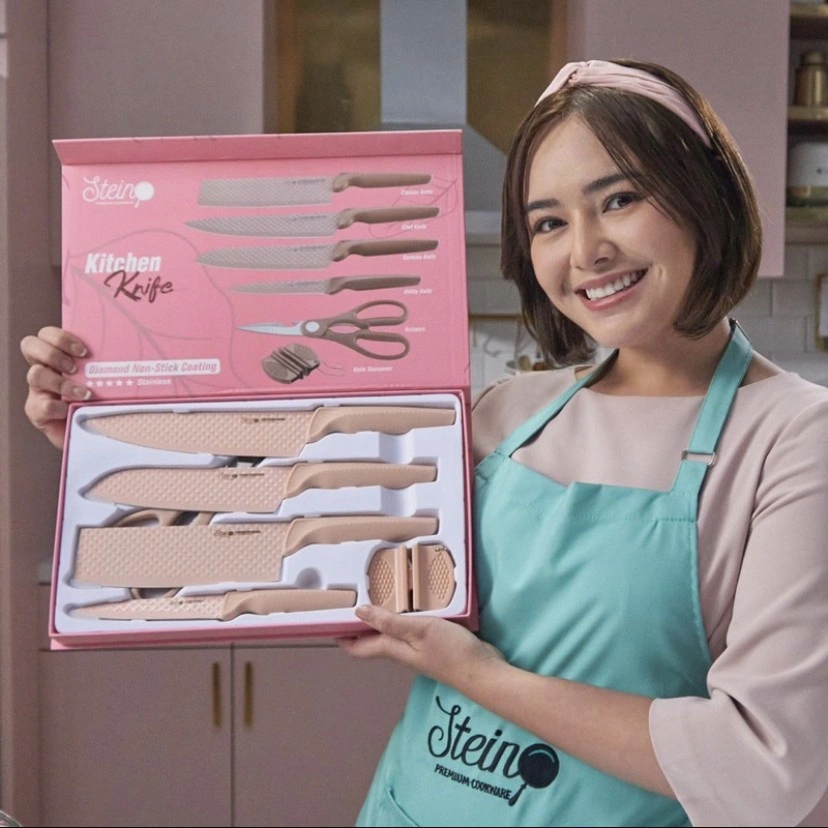 PISAU SET STEIN COOKWARE KNIFEE DIAMOND (PINK)