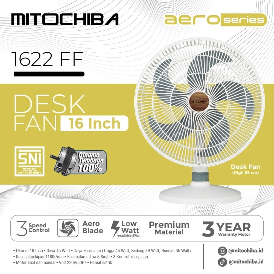 DESKFAN MITO 16 INCH 1622 kipas angin meja MT1622