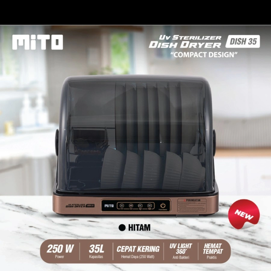 MITO Dish Dryer Sterilizer 35 Liter Alat Steril Peralatan Makan - DISH35 GARANSI RESMI - DISH 35-HITAM