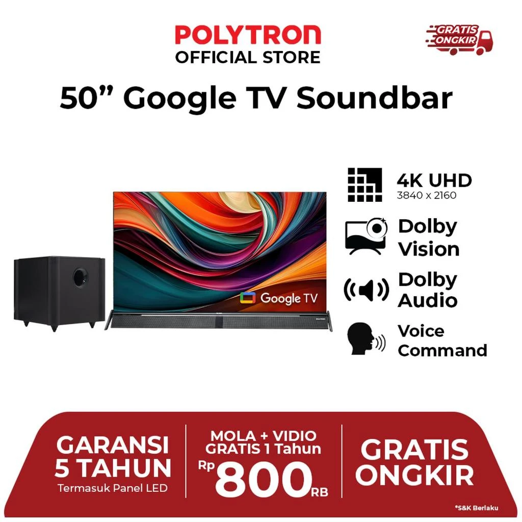 POLYTRON 4K HDR Smart Cinemax Soundbar TV 50 inch PLD 50BUG5058 POLYTRON 4K HDR Smart Cinemax Soundbar TV 50 inch PLD 50BUG5959 pengganti 50BUG5058959