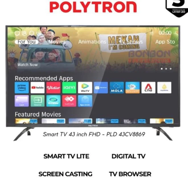 Polytron LED Digital TV 43' Full HD FHD USB Play PLD 43CV8869 SMART
