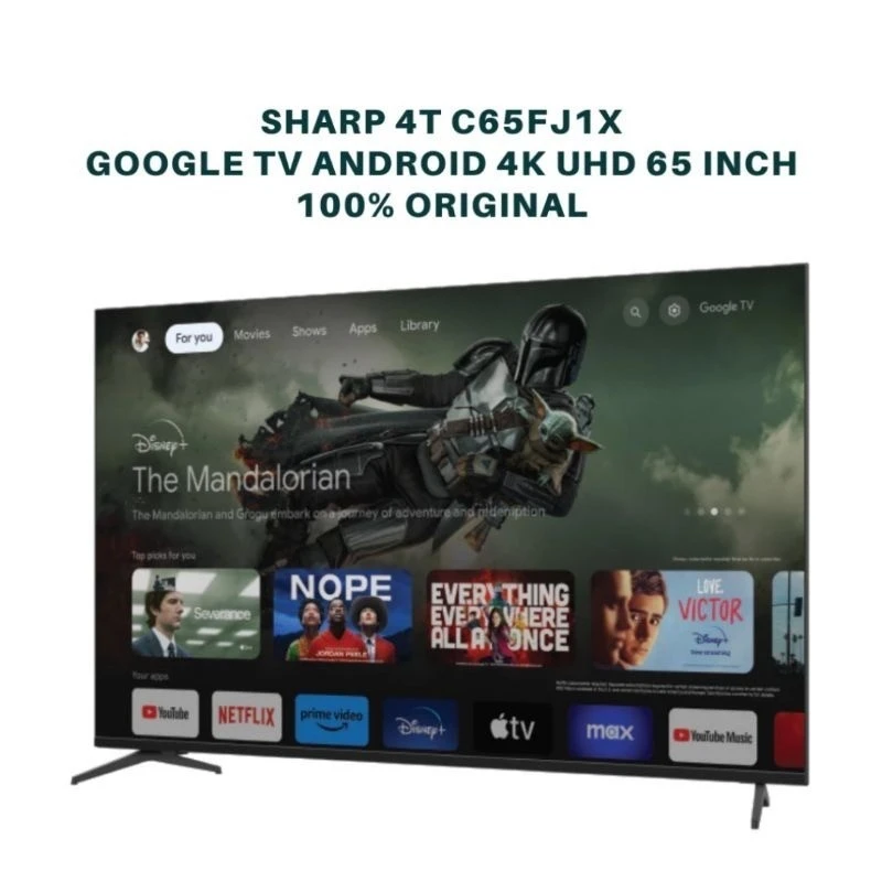 Sharp TV 65 inch 4T-C65FJ1X Tv Led Sharp Android TV 4K Frameless Google TV 65fj1x