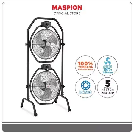 Maspion Stand Fan Kipas Angin Berdiri 18 Inchi Power Fan PW-18X2 Double Twin Fan