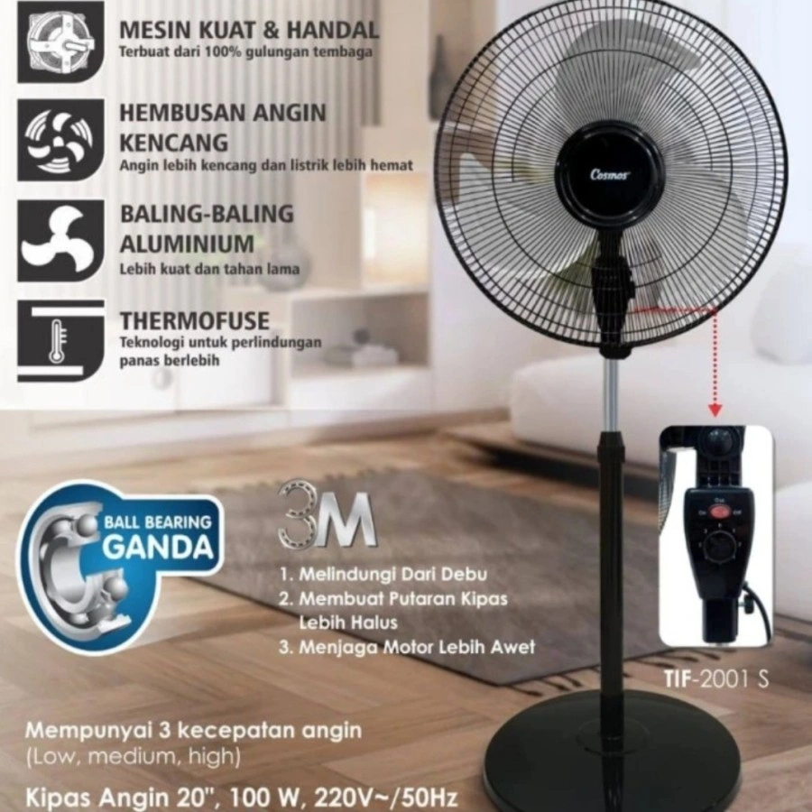 KIPAS ANGIN TORNADO POWERFAN COSMOS 20 INCH TIF2001 S BERDIRI 2001S 20tif