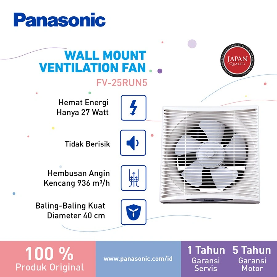 Panasonic Exhaust Fan Wall Dinding FV 25RUN (Diameter Baling 25CM)