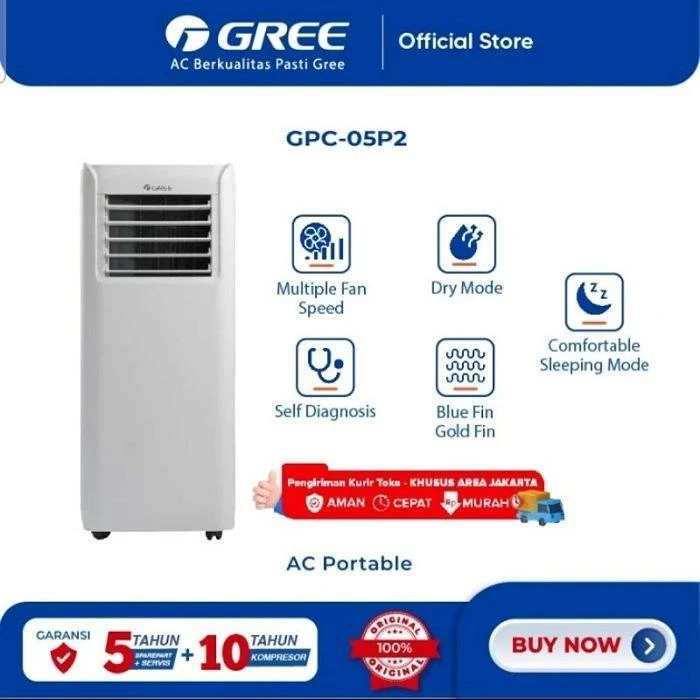 GREE AC Portable 0,5 PK GPC05P2 Air Purifier - Multiplen Speeds - Dry Mode - Self Diagnosis Model GPC-05P2
