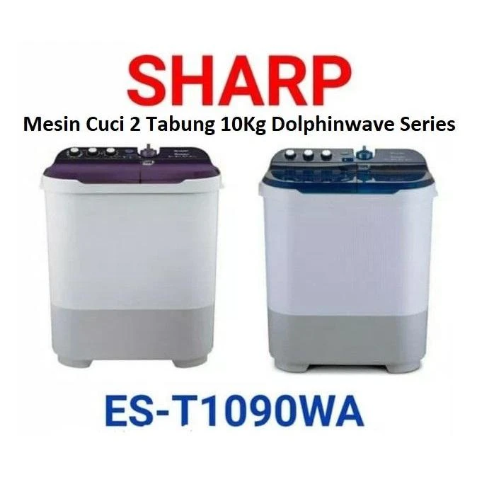 Sharp 10 Kg 2 Tabung Dolphinwave Series ES-T1090 Washer est1090 est 1090