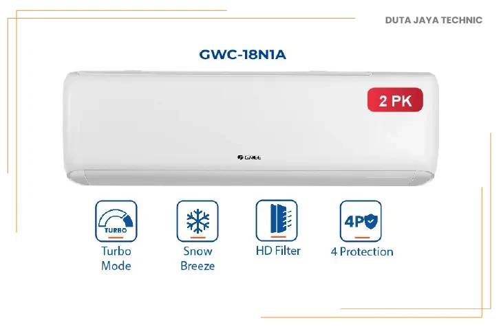 GREE AC DELUXE STANDARD N1A Series - 2PK - GWC-18N1A - KOMPRESSOR BLACK DIAMOND FIN - PUTIH (Indoor-Outdoor)