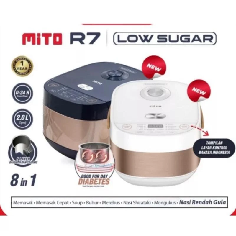 MAGIC COM Mito Multi Rice Cooker R7 LOW SUGAR 8in 1 Kualitas Jepang LOW CARBO R-7