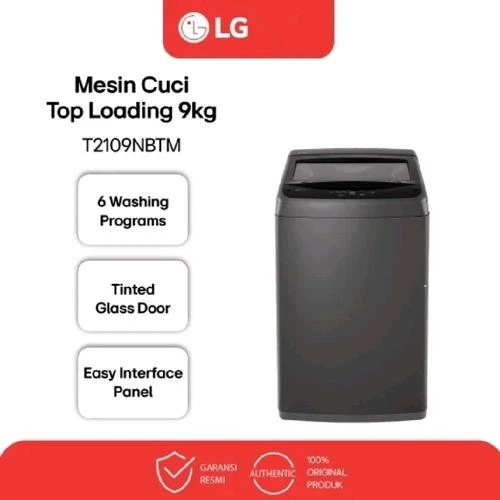 Mesin Cuci LG T-2109NBTM Top loading 9kg T2109NBTM T2109 NBTM 2109 9 kg Auto Top loading