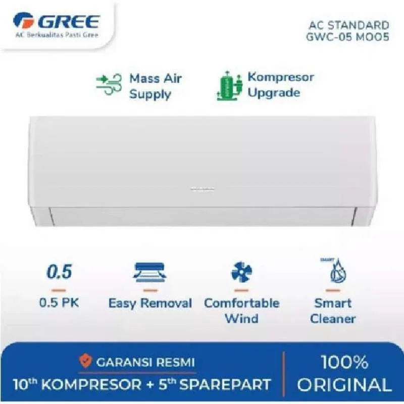 AC Gree Standard 1/2 pk GWC-05MOO5 5moo 05 MOO5 1/2PK GARANSI RESMI unit saja