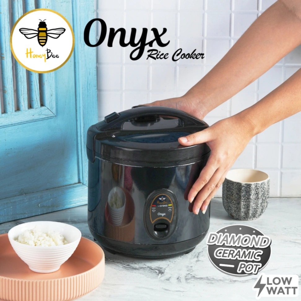 New Rice Cooker 1,2 Liter Transparan Onyx Black Honeybee