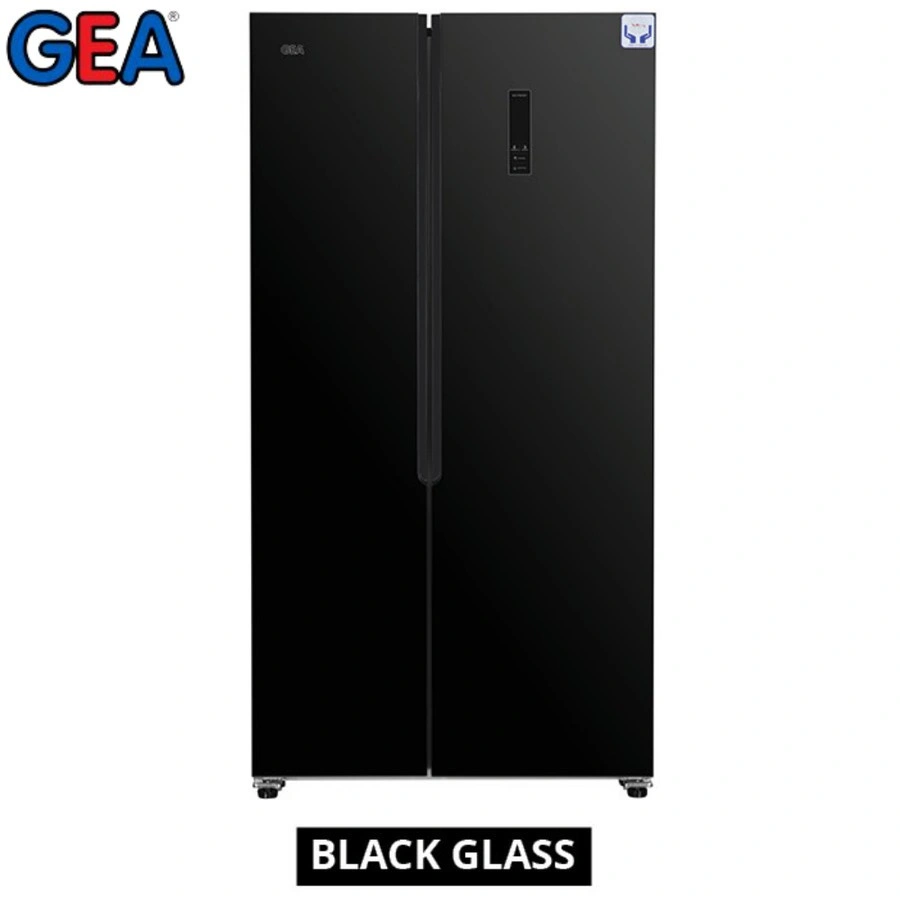 KULKAS GEA SIDE BY SIDE G2D 472 BLACK GLASS G2D-472R NEW g2d472