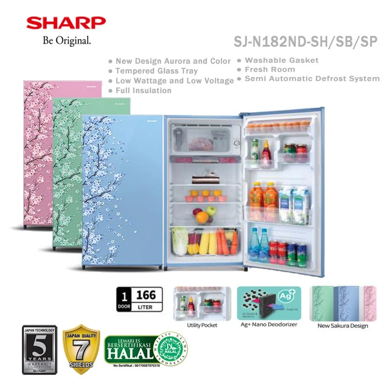 KULKAS 1PINTU SHARP SJN182DS SJ-N182DS SAKURA SERIES SJN 182D