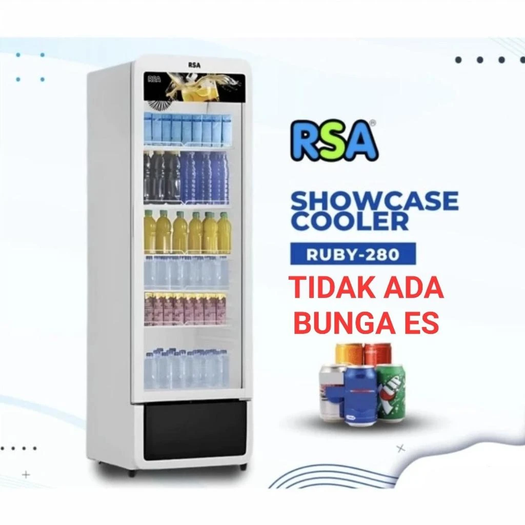 RSA SHOWCASE RUBY280 RUBy 280 280 Liter Chiller NO FROST / Tidak Ada Bunga Es 5 Rak Kulkas Display BARANG BARU