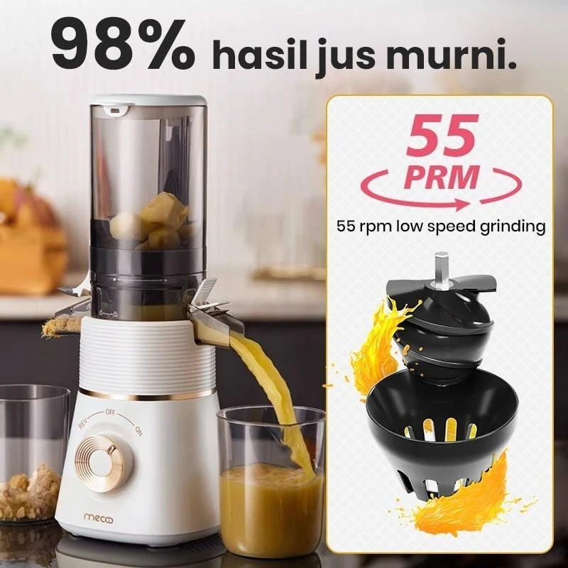 MECOO SLOW JUICER Aesthetic Slow Juicer Extra Big Mouth EasyJuice Filter
