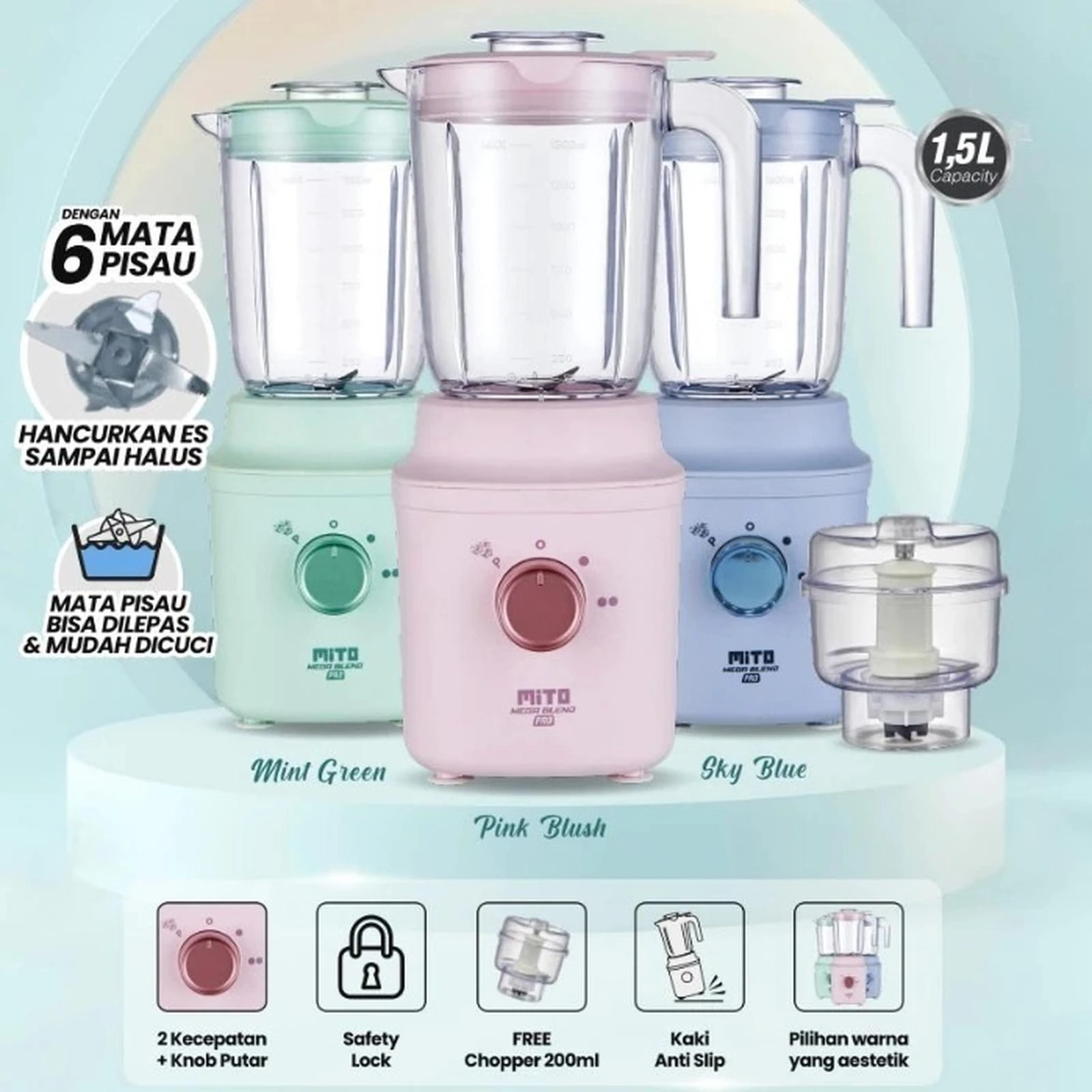 MITO BLENDER + CHOPPER BL-300 BL300 1.5LITER
