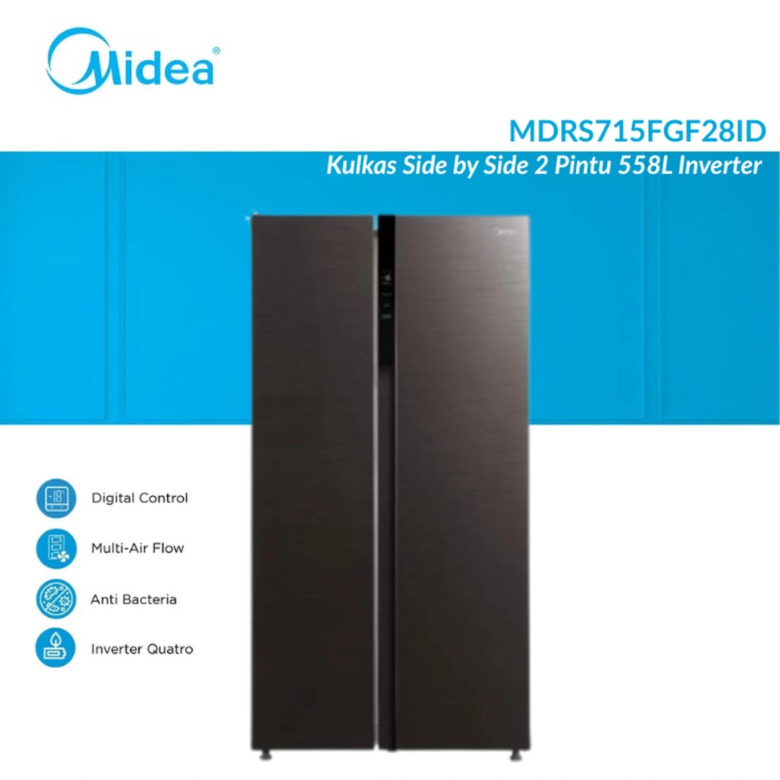 Midea Kulkas side by side 535 ltr inverter MDRS715FGF28ID MDRS715 FGF28ID