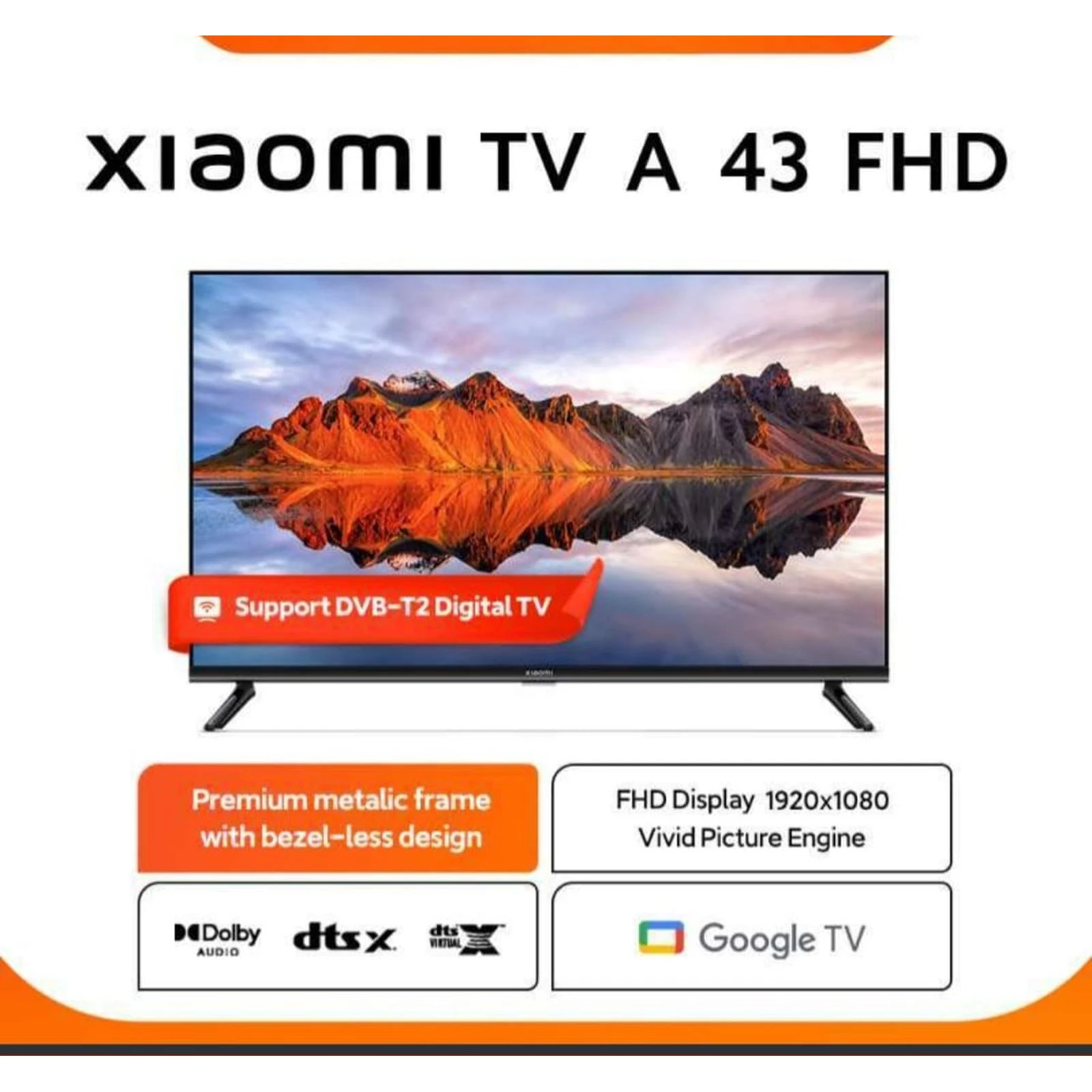 Xiaomi TV LED Mi TV 43 inch Full HD Smart TV A43 FHD Resolusi FHD Dolby Audio™ DTS-X Google TV
