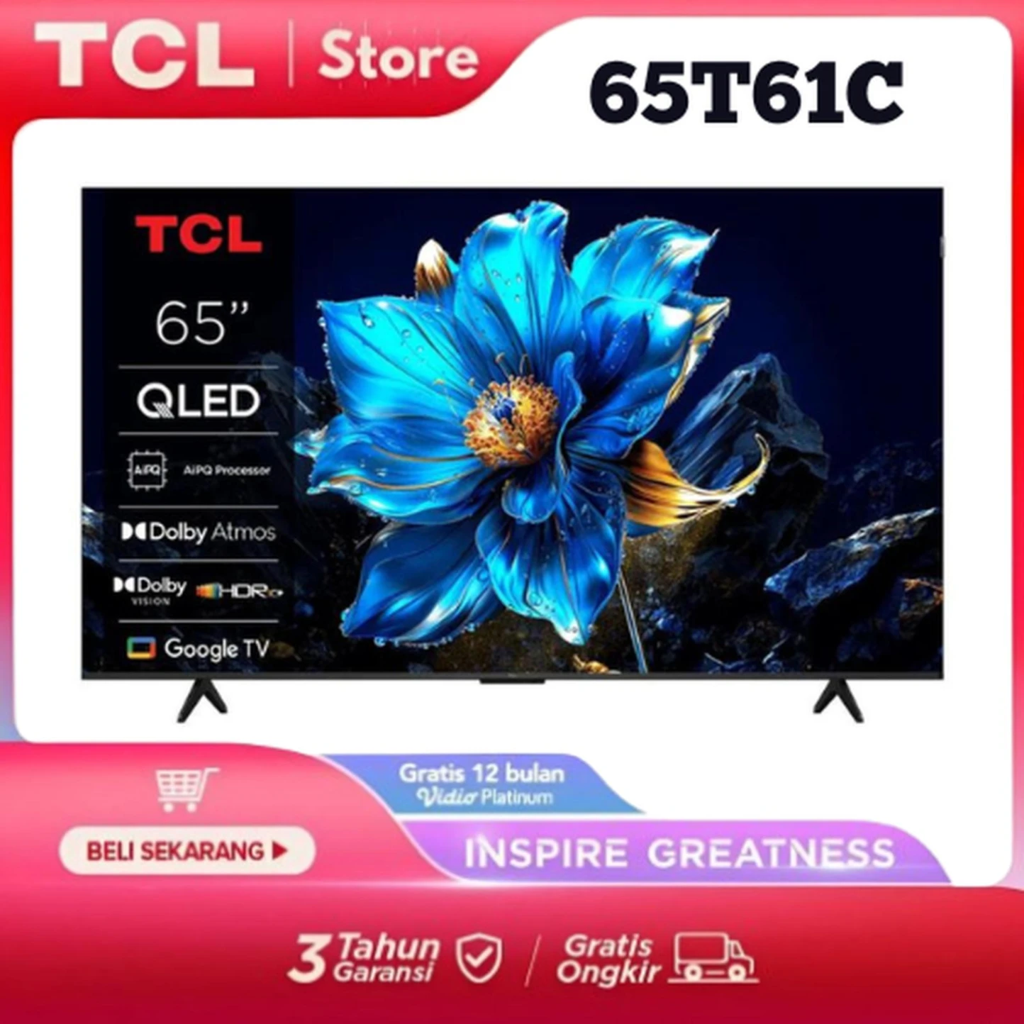 TCL 65T61C NEW QLED SMART GOOGLE TV 4K UHD 65 2026