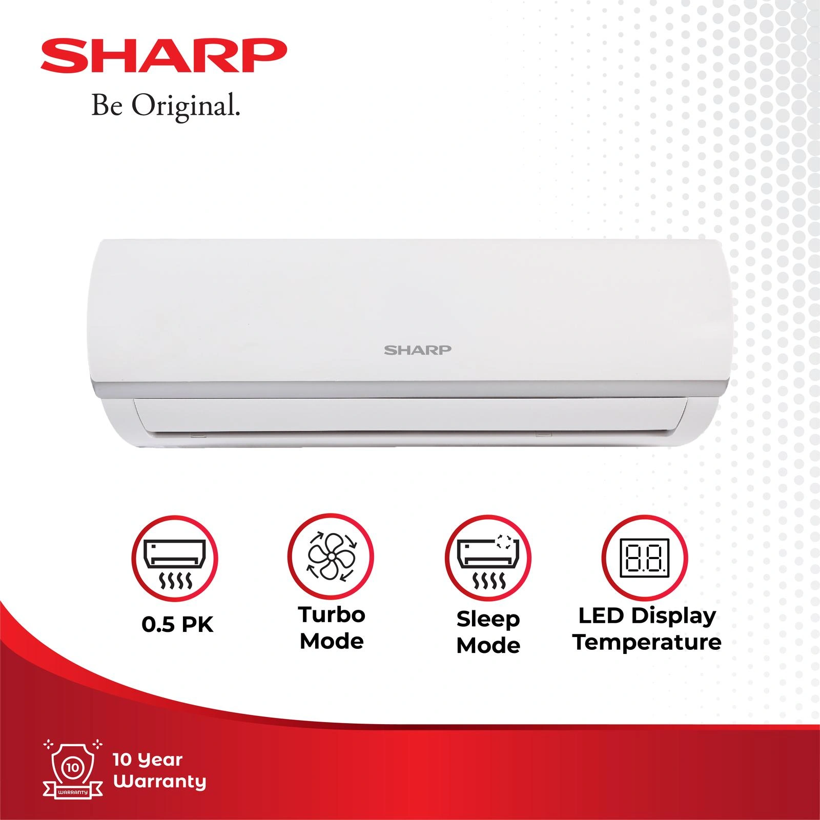 SHARP AC 1/2PK AH-A5ZCY Standard Gold Fin Series