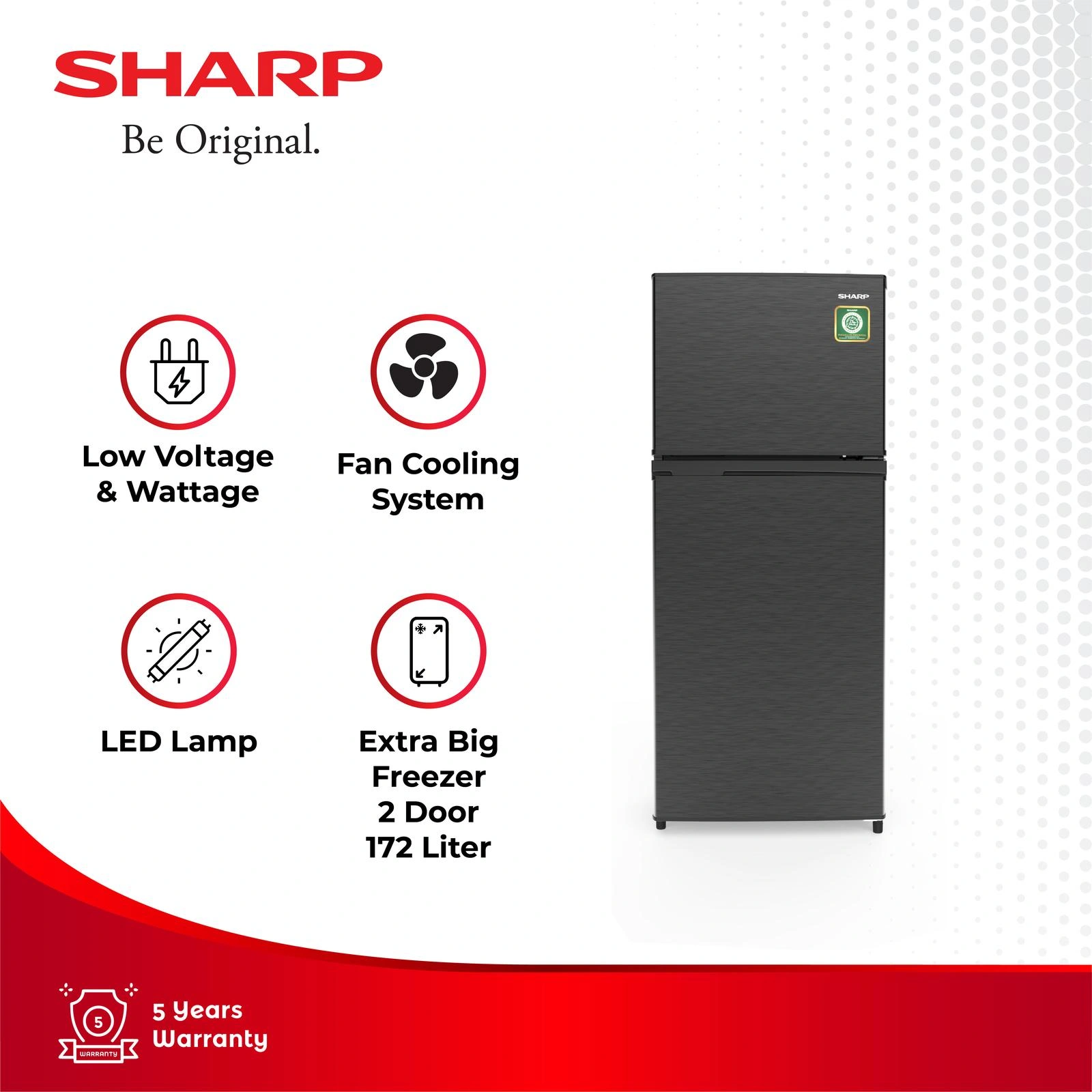 SHARP KULKAS 2 PINTU SJ195MN-HS SJ 195MN HS