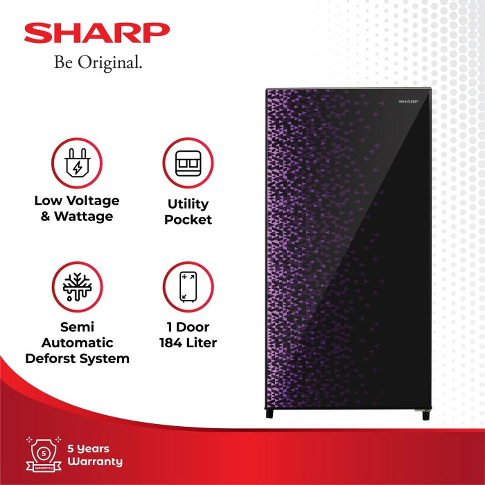 SHARP KULKAS 1 PINTU SJX195MG-GB GEOMETRIK BLUE (184 LITER)