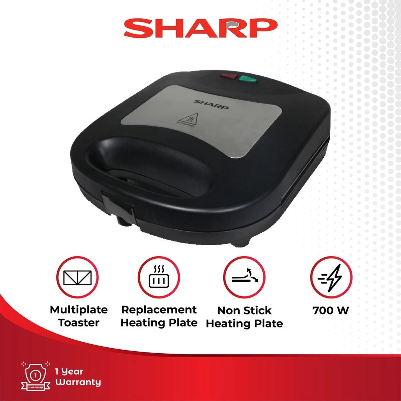 SHARP TOASTER ROTI Multiplate Sandwich Toaster KZS71 KZS-71BK
