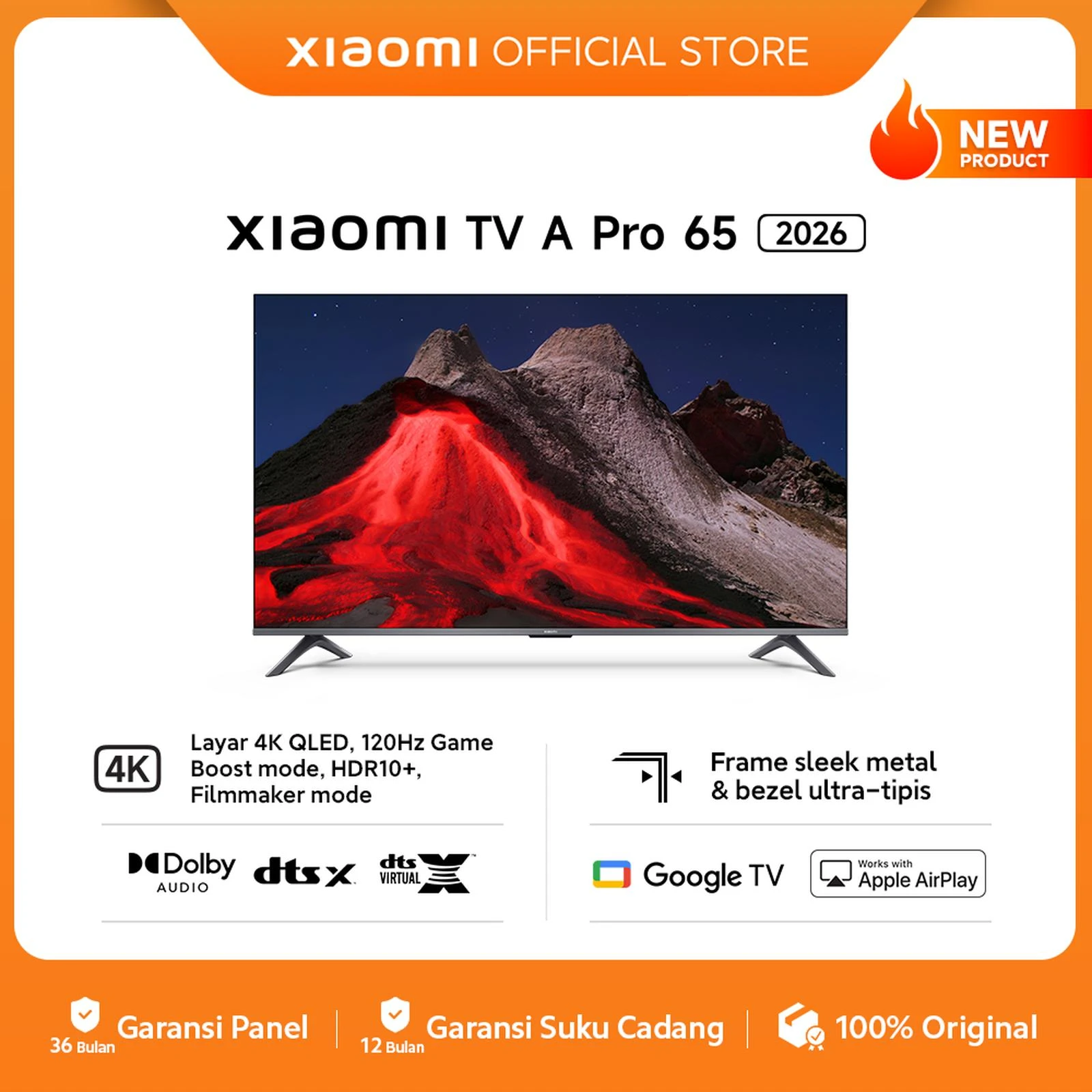 Xiaomi TV A Pro 65 2026 | 4K QLED Hz Game Boost Mode HDR10+ | Google TV | Apple Airplay [Official Store]