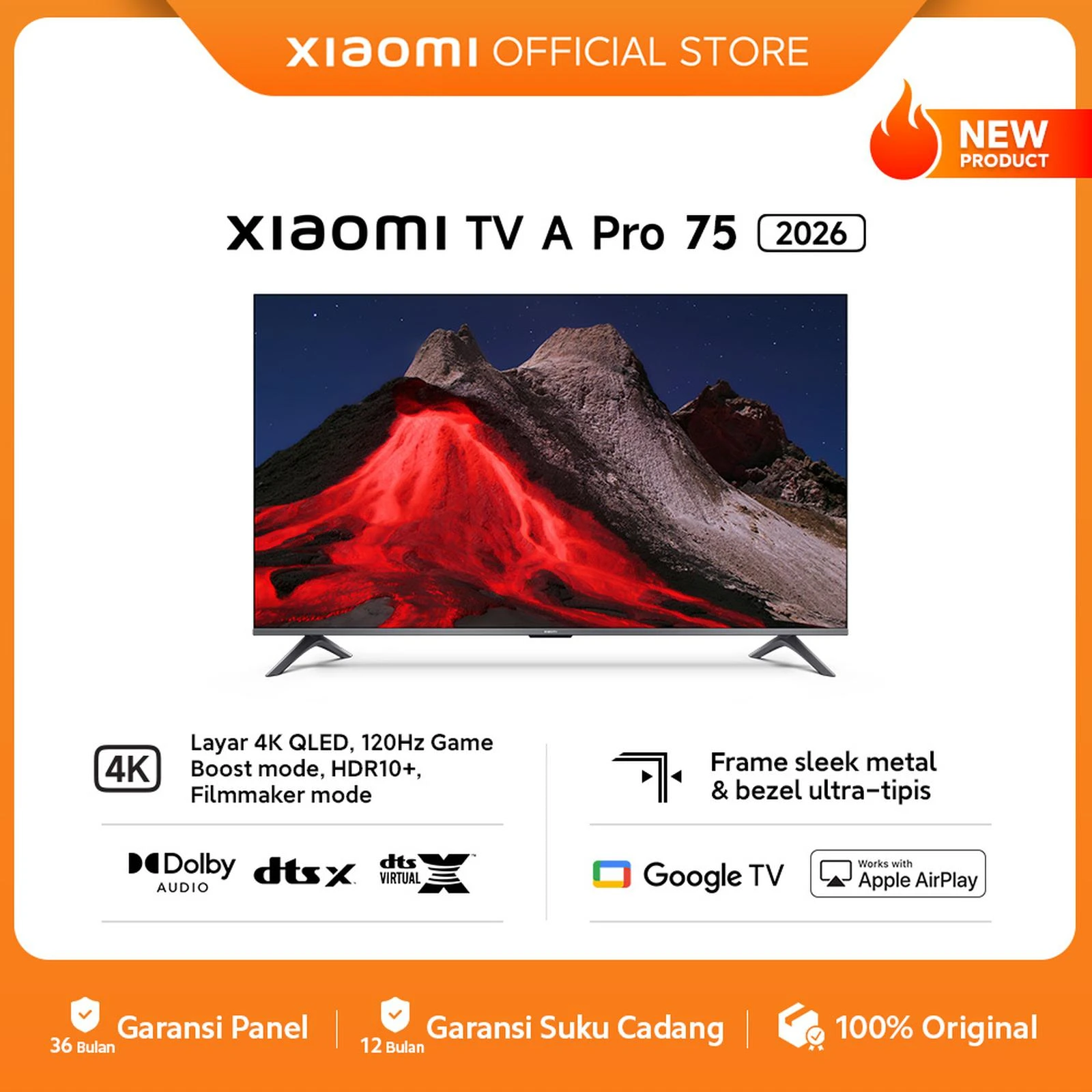 Xiaomi TV A Pro 75 2026 | 4K QLED Game Boost Mode HDR10+ | Google TV | Apple Airplay [Official Store] - A Pro 75 2026