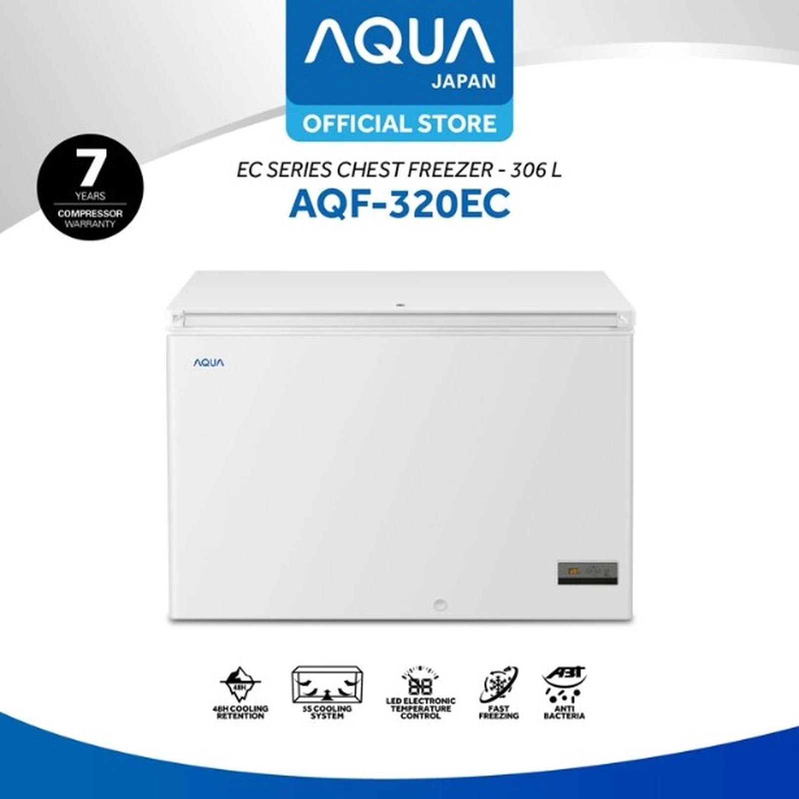 AQUA Chest Freezer Box 306L AQF-320ECL Lemari Pembeku AQF320ECL