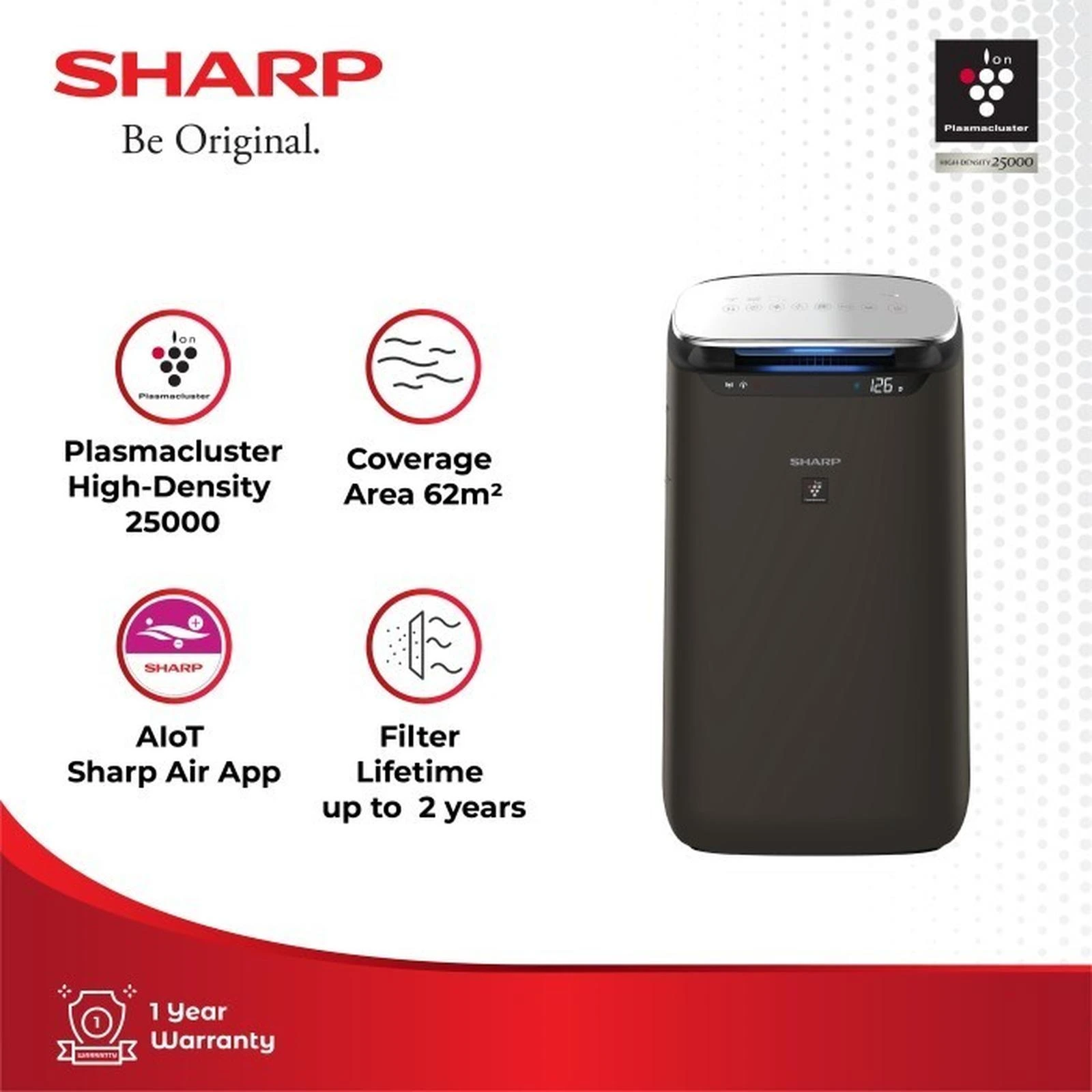 Sharp air purifier SHARP AIR PURIFIER FP-J80Y-H FPJ80 64m2