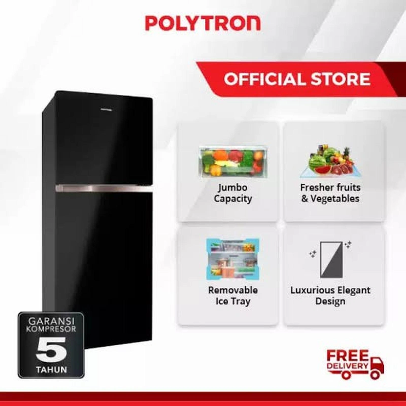 POLYTRON KULKAS 2 PINTU PRW29MNX-R 29MNX 260LITER