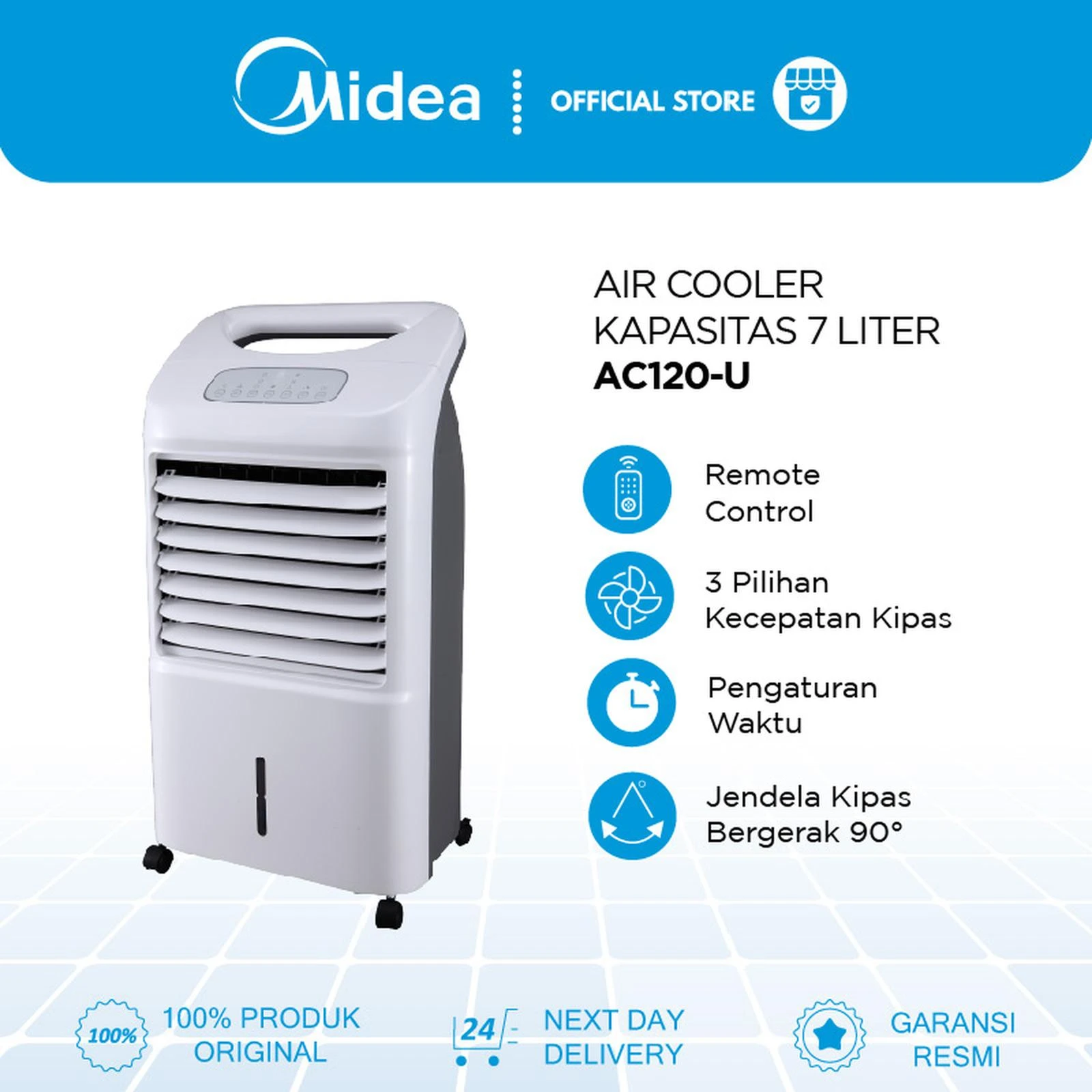 Midea Air Cooler 7 Liter AC120-U Humidifier Pendingin Udara AC120U AC 120 U