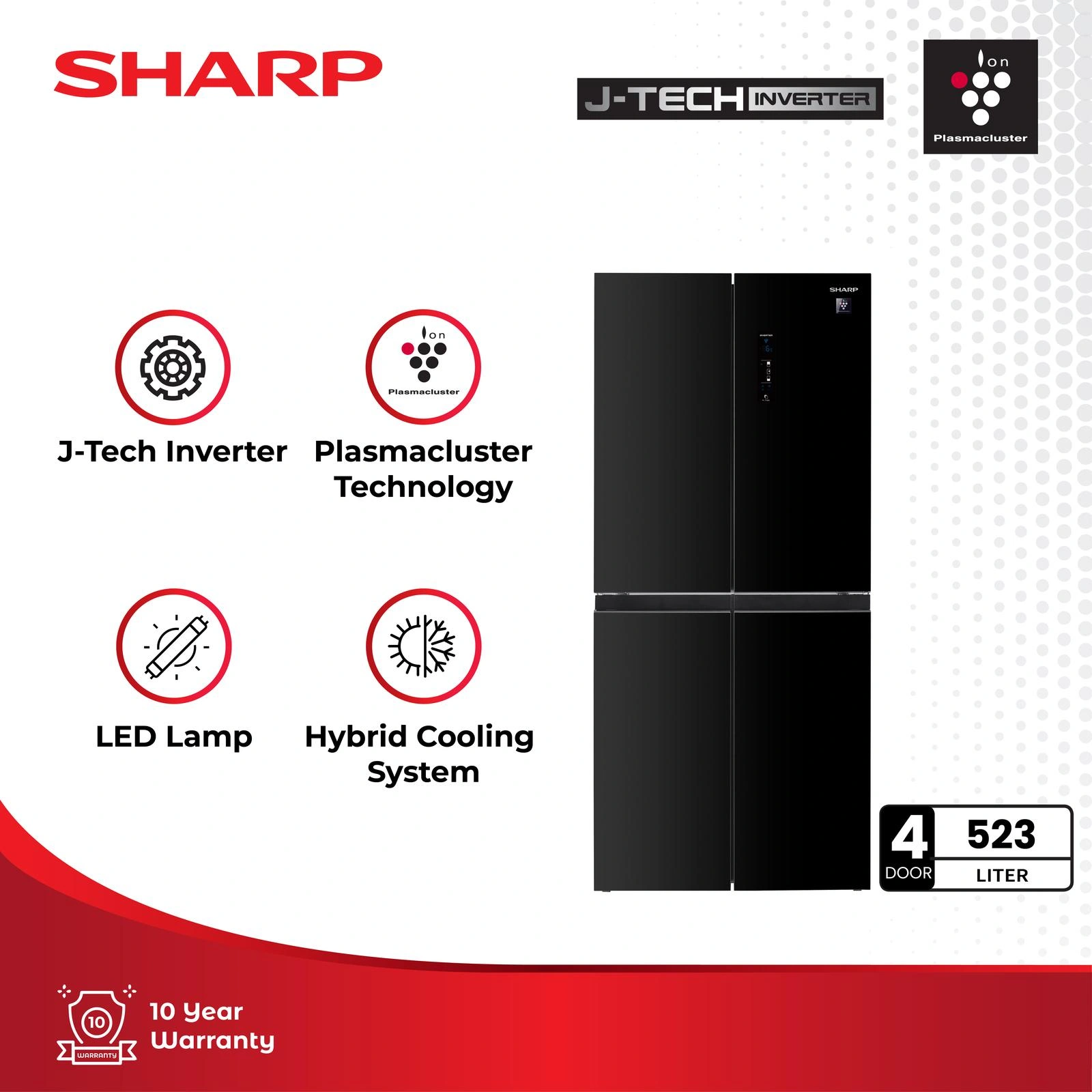 SHARP KULKAS QUEEN SJIF61PG-BK SJ-IF61PG BLACK 523Liter