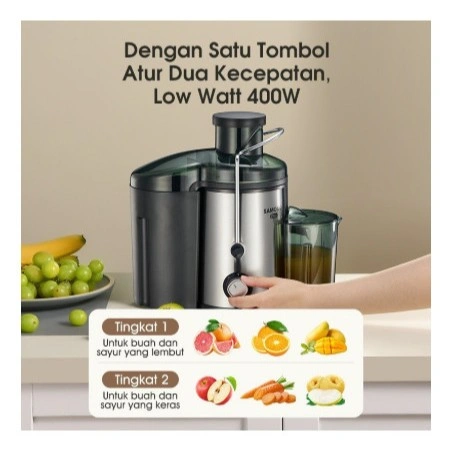 Juicer Samono SW-JE400 2 Tingkat Kecepatan Food Grade Body Stainless Steel SWJE400
