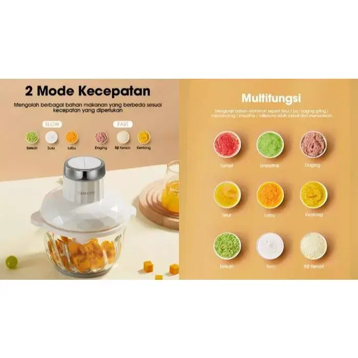 AMONO Chopper 2IN1/ 2L Pisau Besar 300W Food Processor Multifungsi Penggiling Daging SW-C300 2in1