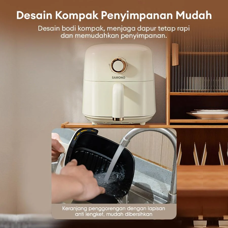 Air Fryer SAMONO 3.2 Liter Hemat Daya 600 Watt Penggorengan Tanpa Minyak SW-AFW32