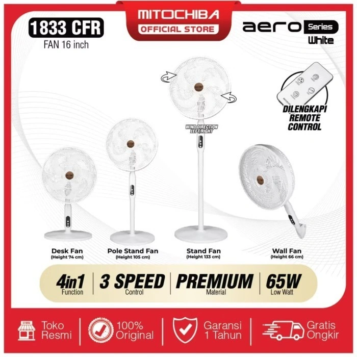 Kipas angin Mito Remote 4in1 Mitochiba 1833CFR 1833-Cfr 1833cfr 4fungsi 16 inch AERO