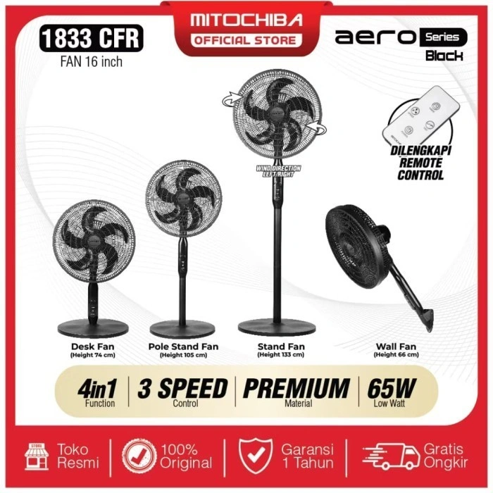 Kipas angin Mito Remote 4in1 Mitochiba 1833CFR 1833-Cfr 1833cfr 4fungsi 16 inch AERO