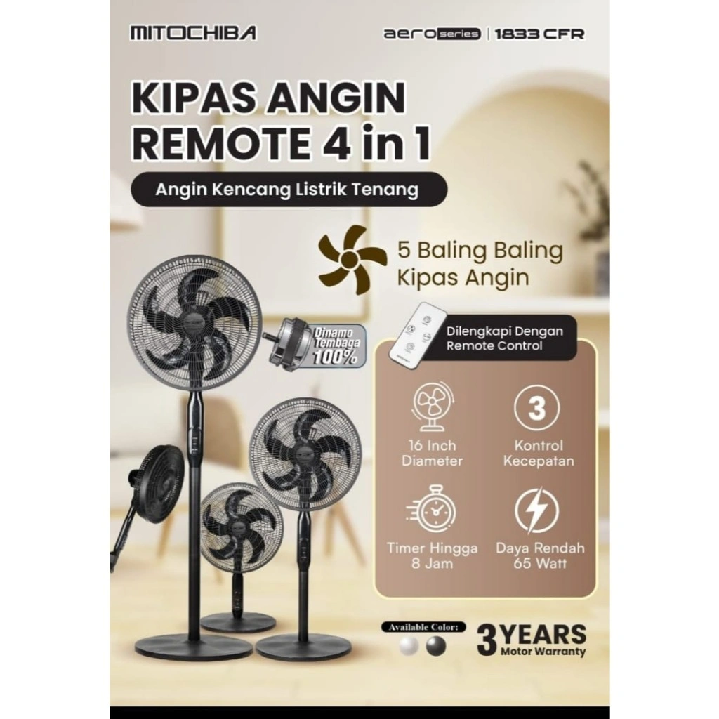 Kipas angin Mito Remote 4in1 Mitochiba 1833CFR 1833-Cfr 1833cfr 4fungsi 16 inch AERO