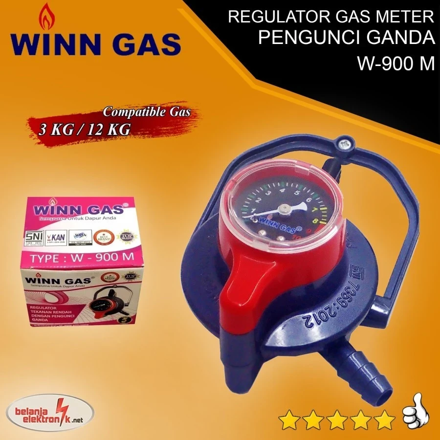 Regulator Winn Gas W-900 M Double Lock (Dengan Meteran) w900m