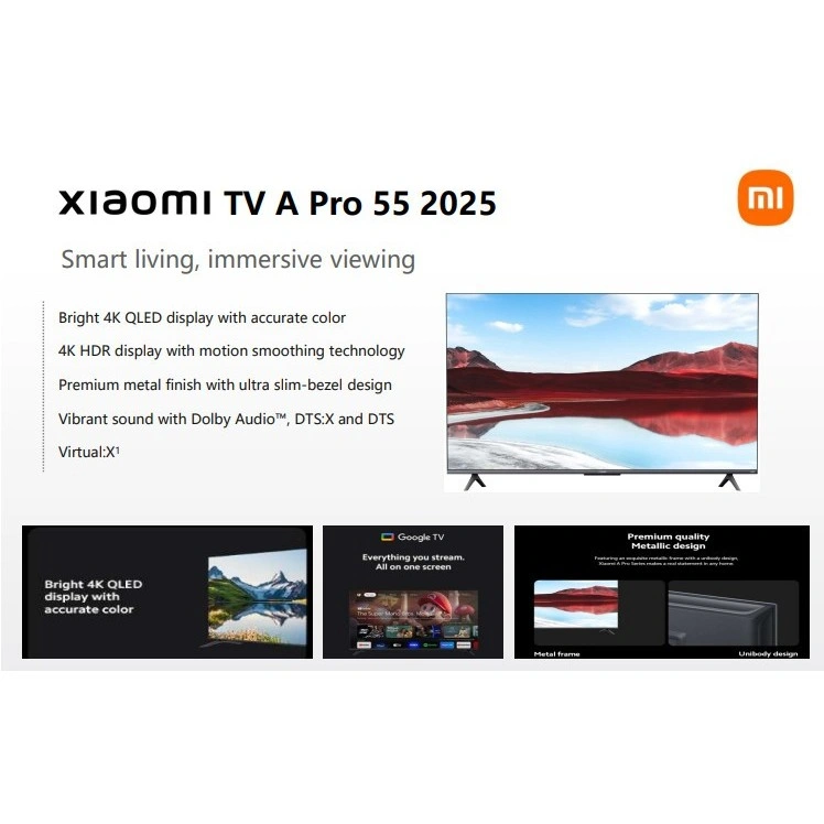 Xiaomi Led Tv 55 Inch Uhd 4k Smart Hdr10 Dolby Audio google tv