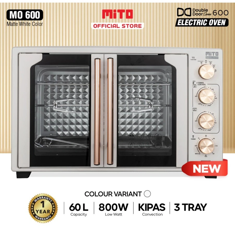MITO Electric Oven MO600 Double Door 60L MO-600 | Oven Listrik - Pemanggang Kue dan Makanan